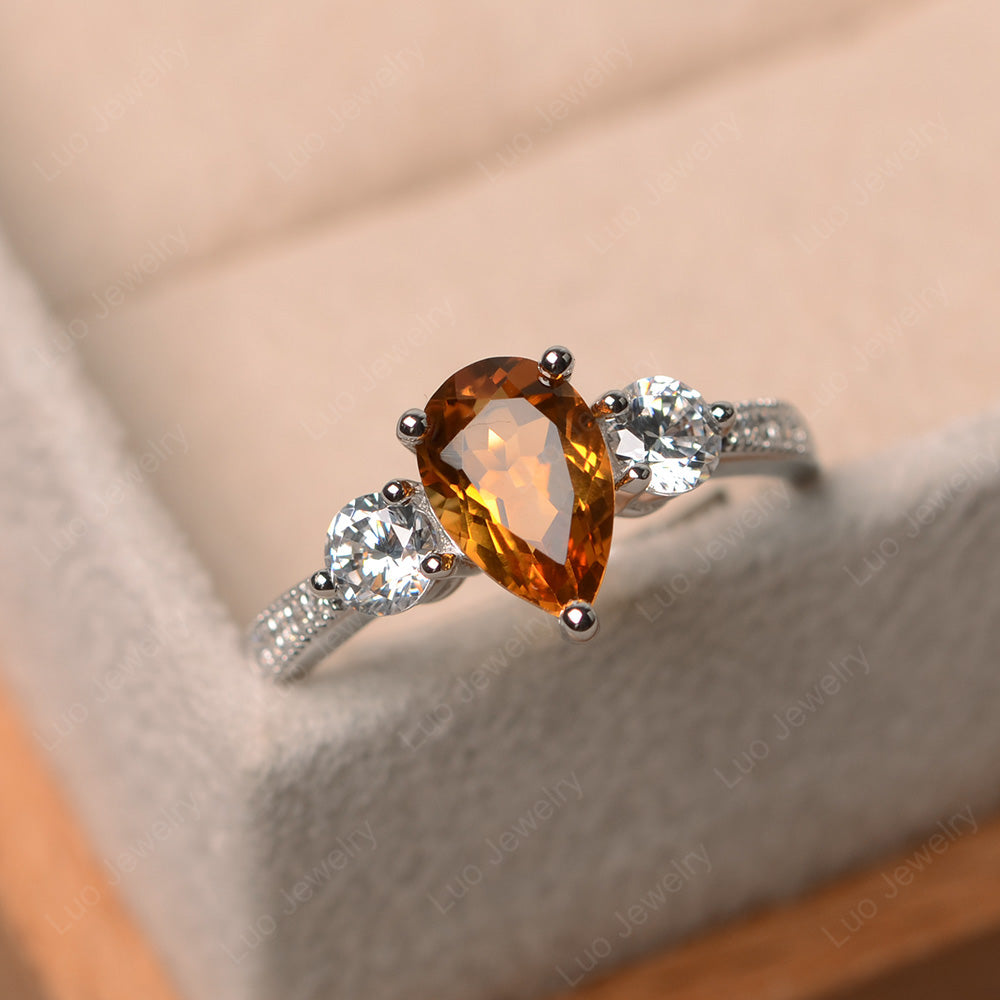 Pear Shaped Citrine Engagement Rings - LUO Jewelry