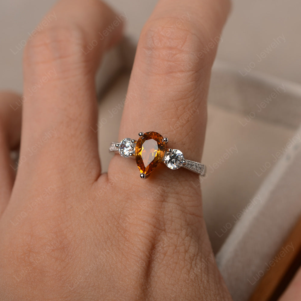 Pear Shaped Citrine Engagement Rings - LUO Jewelry