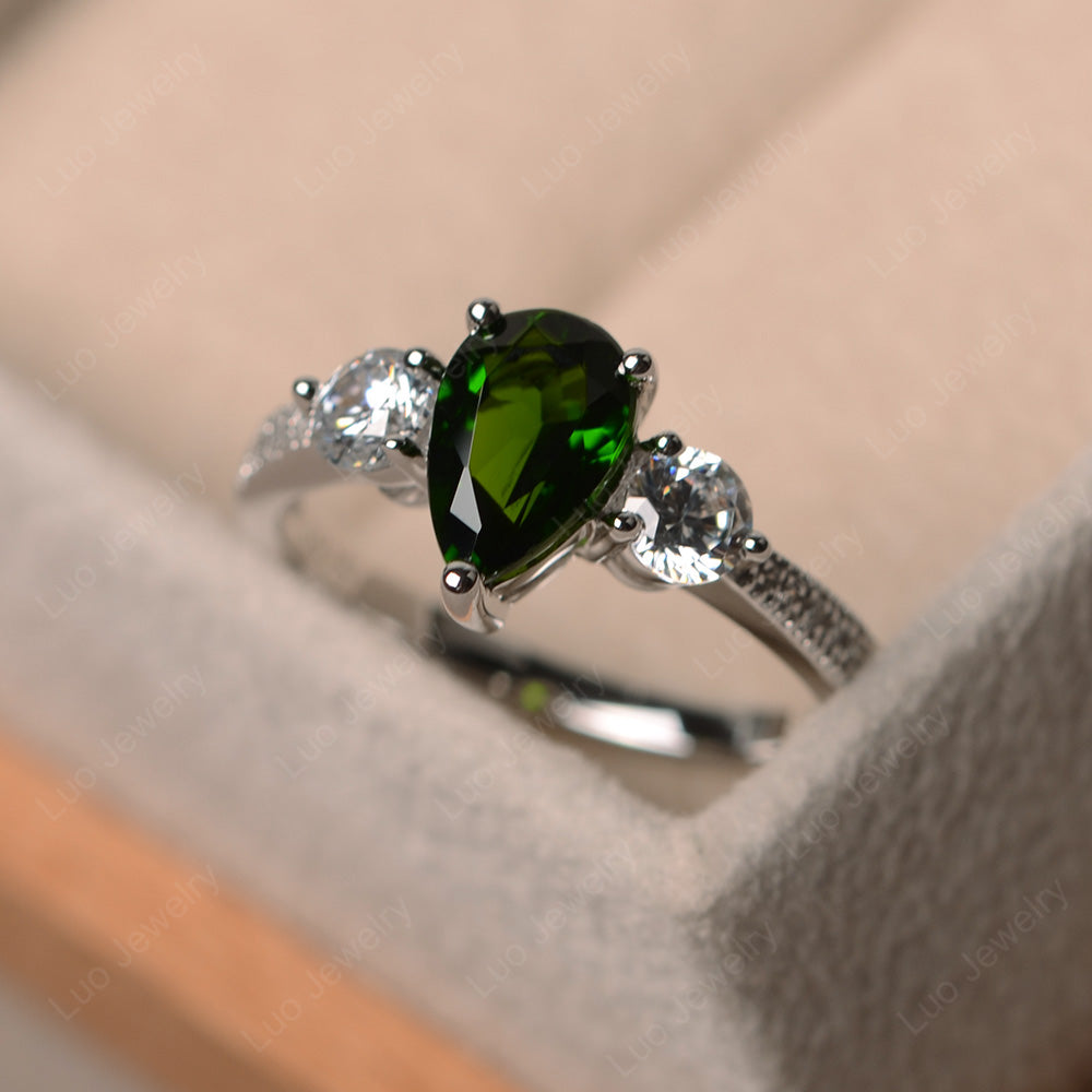 Pear Shaped Diopside Engagement Rings - LUO Jewelry