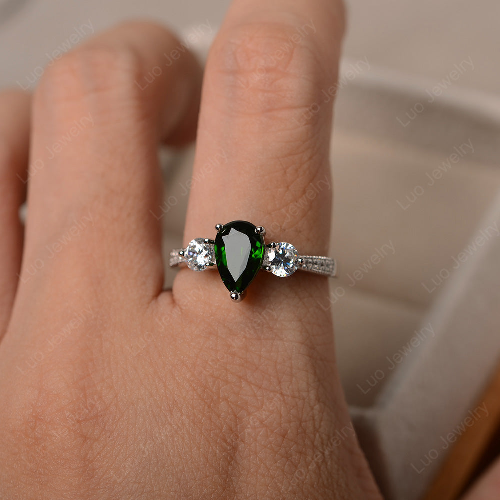 Pear Shaped Diopside Engagement Rings - LUO Jewelry