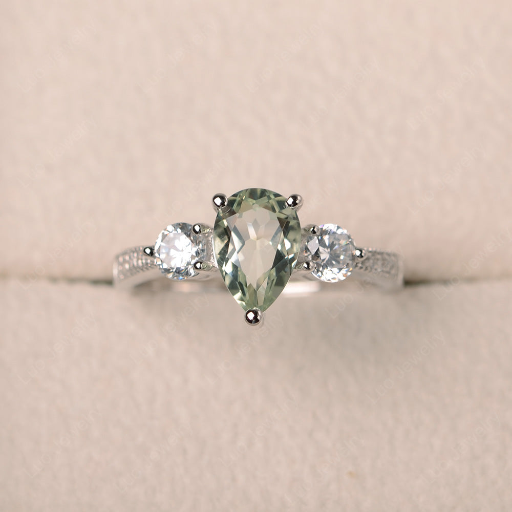 Green Amethyst Pear Ring - LUO Jewelry