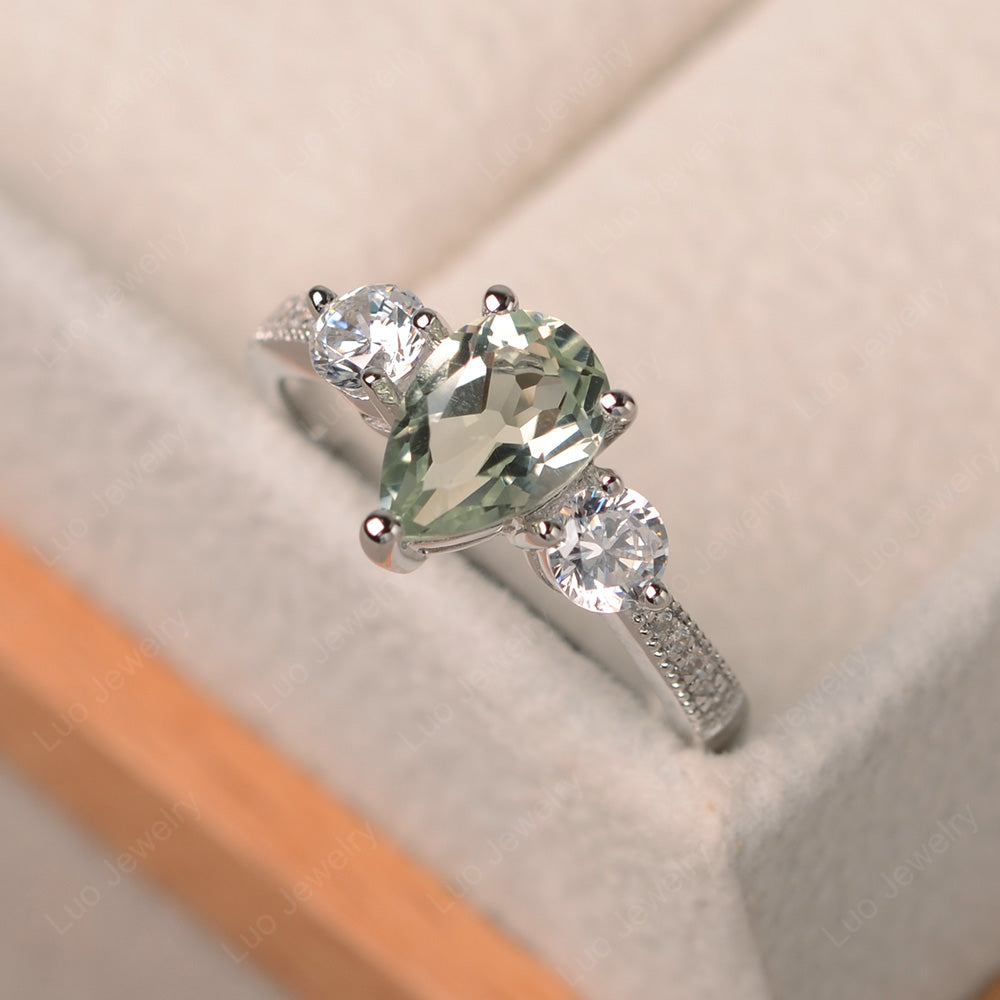 Green Amethyst Pear Ring - LUO Jewelry