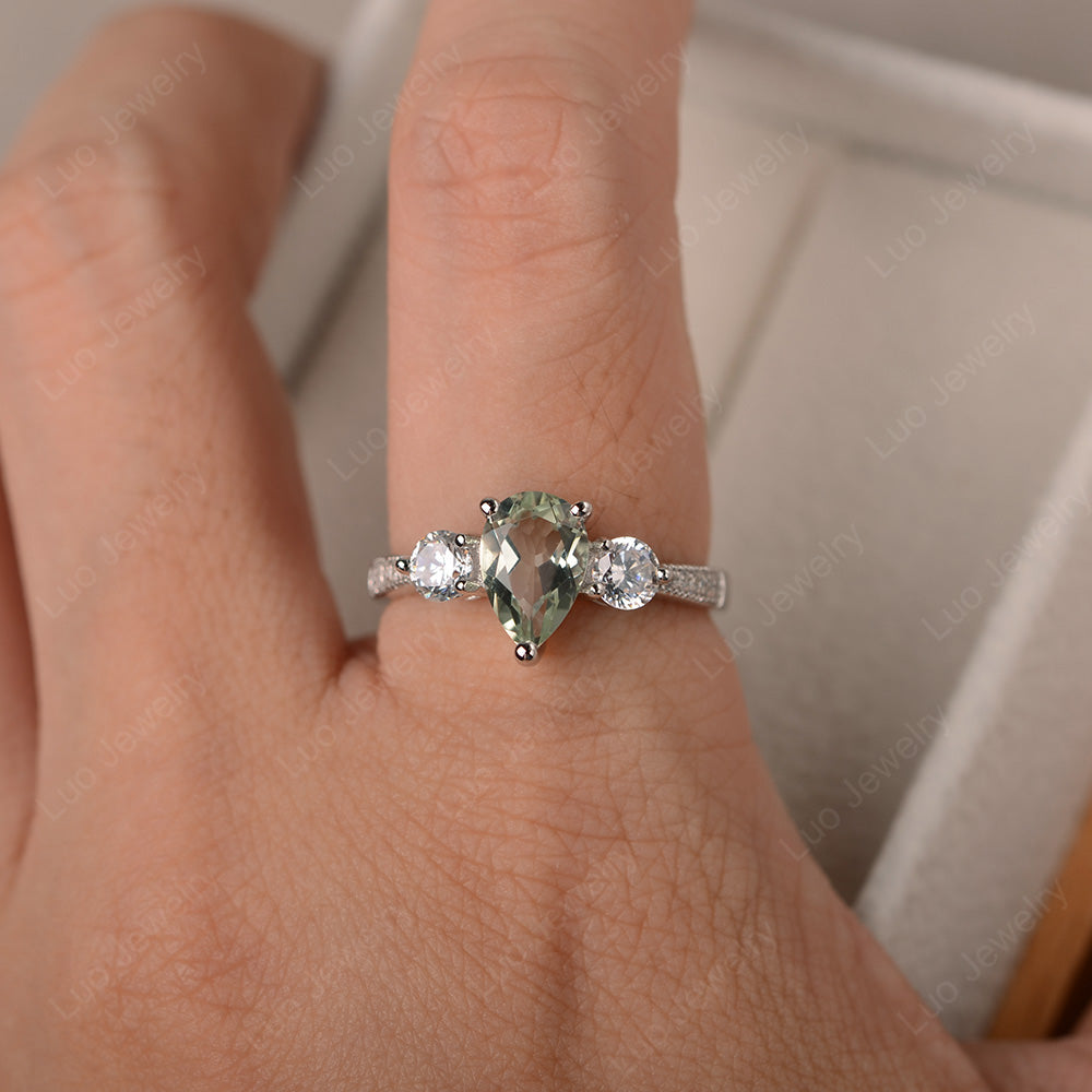 Green Amethyst Pear Ring - LUO Jewelry