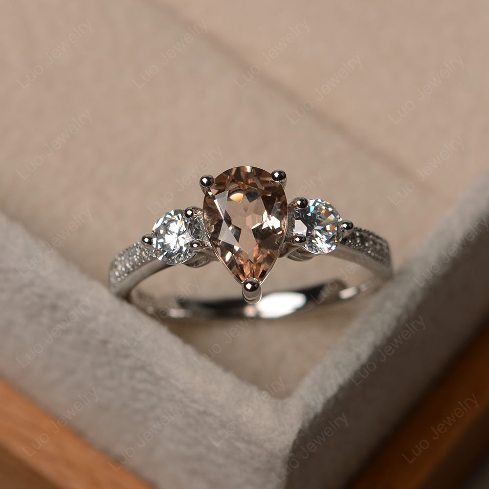 Pear Shaped Morganite Engagement Rings - LUO Jewelry