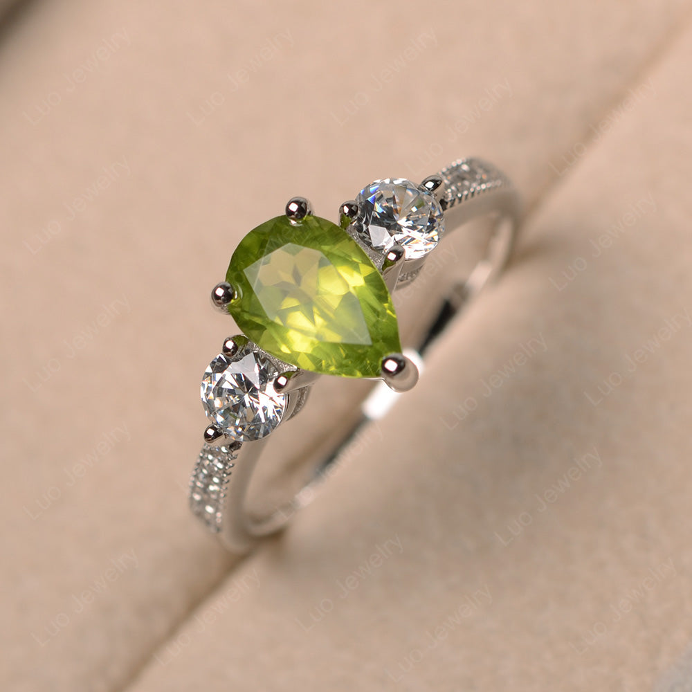 Pear Shaped Peridot Engagement Rings - LUO Jewelry