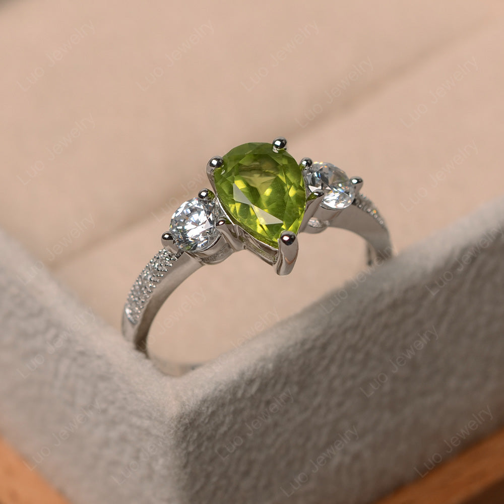 Pear Shaped Peridot Engagement Rings - LUO Jewelry