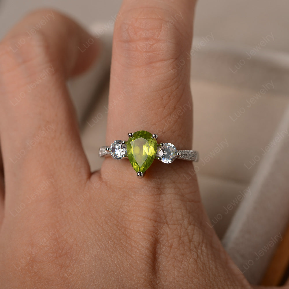 Pear Shaped Peridot Engagement Rings - LUO Jewelry