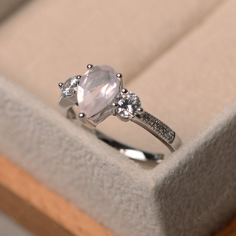 Pear Shaped Rose Quartz Engagement Rings - LUO Jewelry