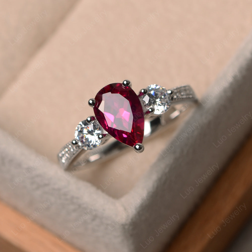 Pear Shaped Ruby Engagement Rings - LUO Jewelry