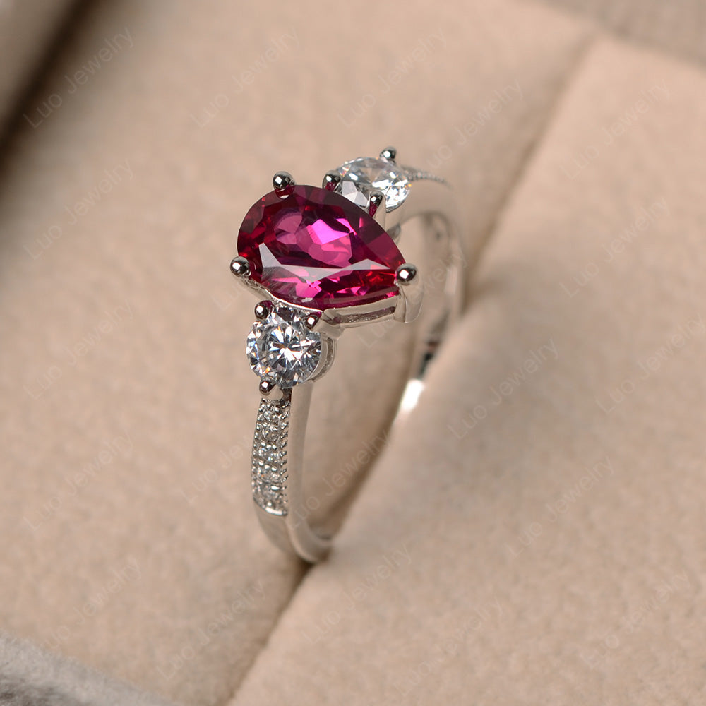 Pear Shaped Ruby Engagement Rings - LUO Jewelry