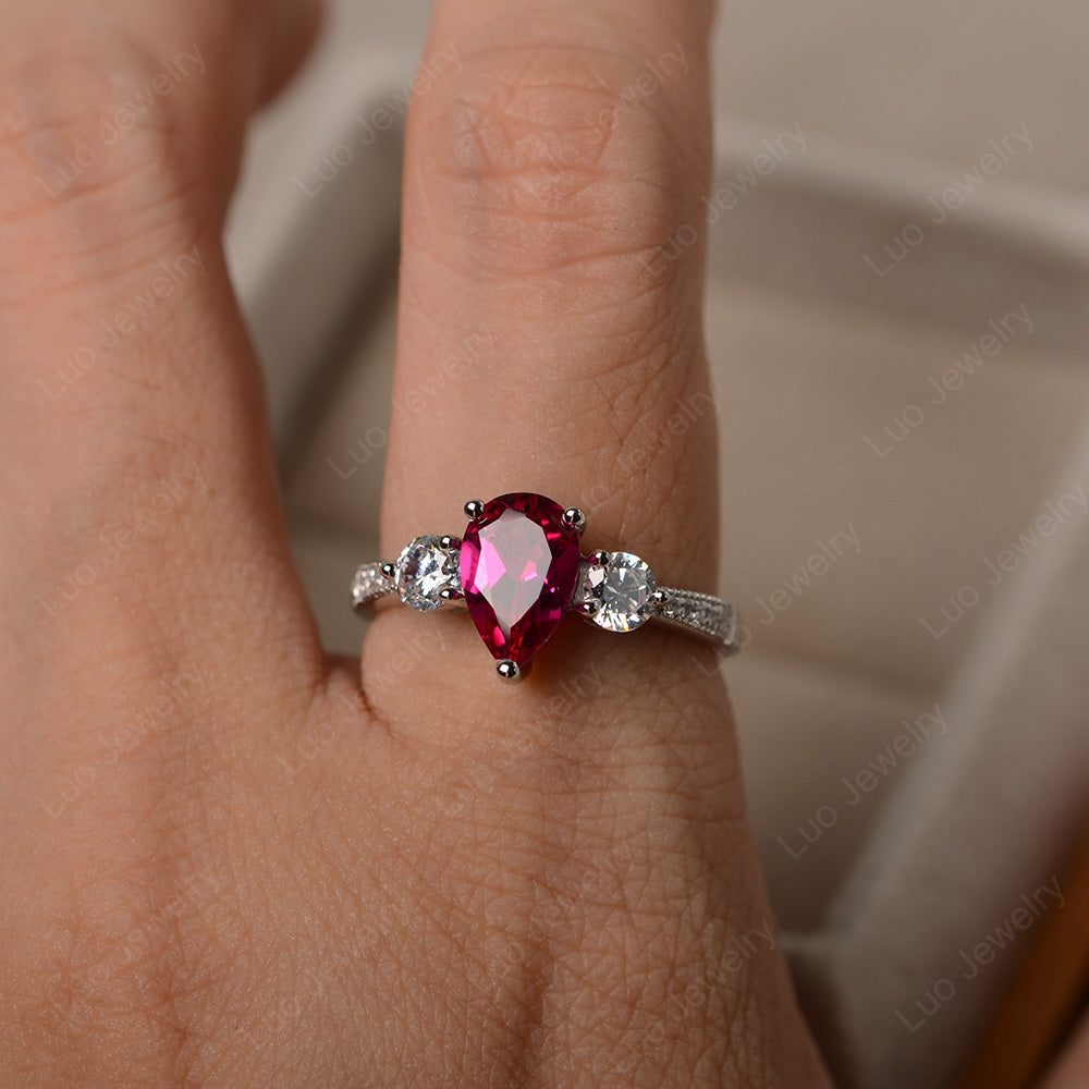 Pear Shaped Ruby Engagement Rings - LUO Jewelry