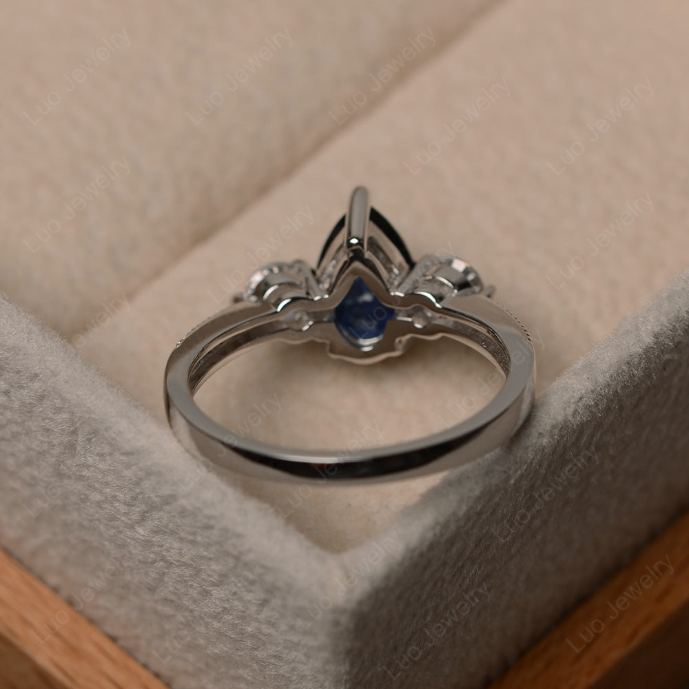 Pear Shaped Lab Sapphire Engagement Rings - LUO Jewelry