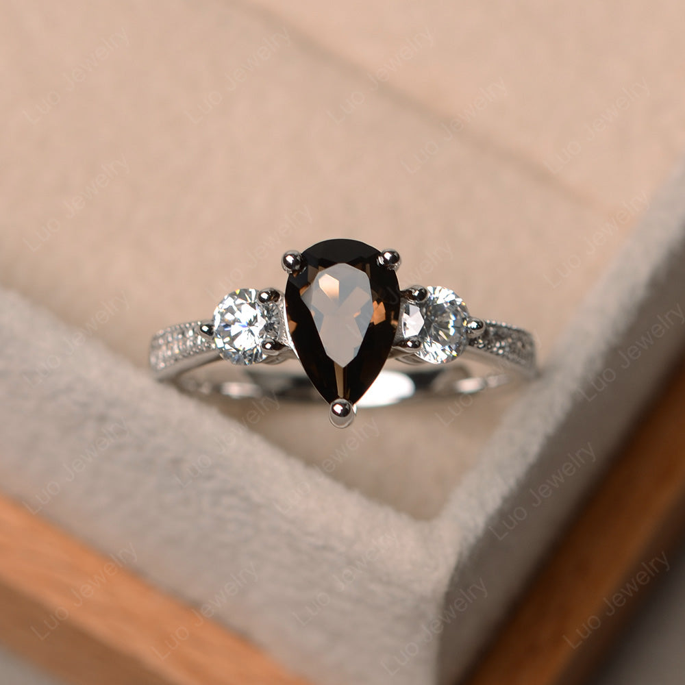 Pear Shaped Smoky Quartz  Engagement Rings - LUO Jewelry