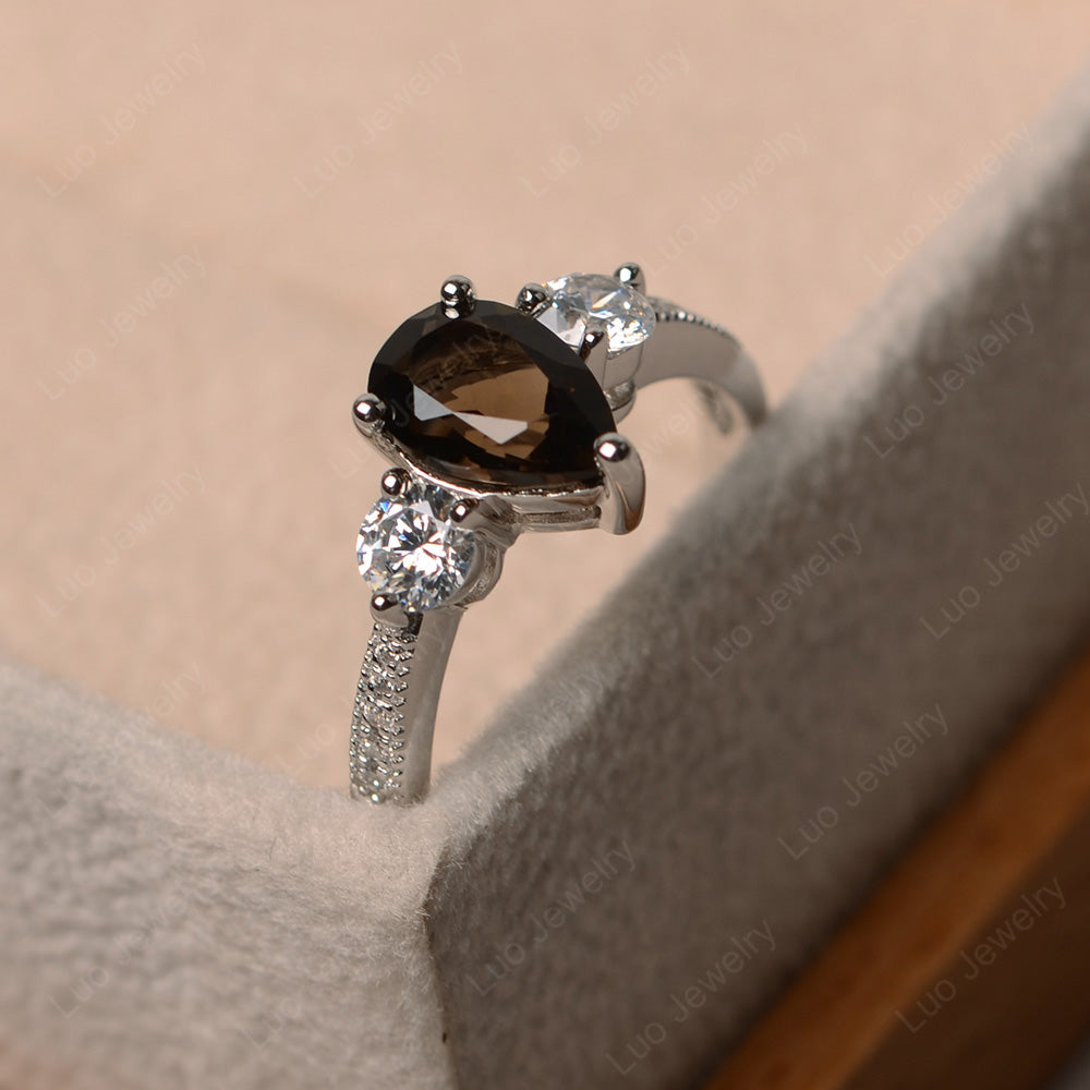 Pear Shaped Smoky Quartz  Engagement Rings - LUO Jewelry