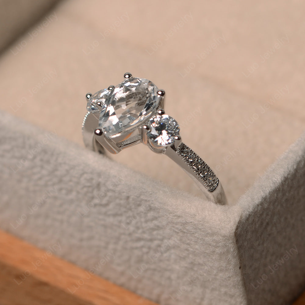 Pear Shaped White Topaz Engagement Rings - LUO Jewelry