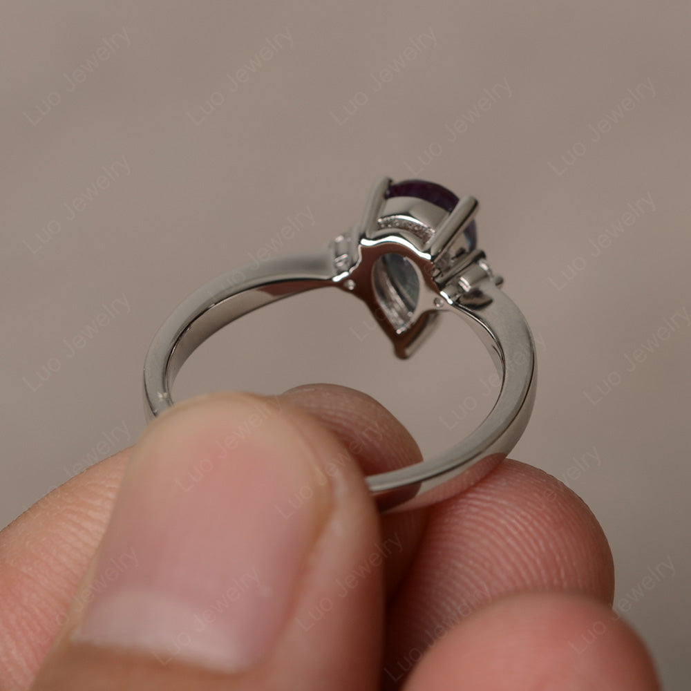 Simple Pear Shaped Alexandrite Wedding Ring - LUO Jewelry