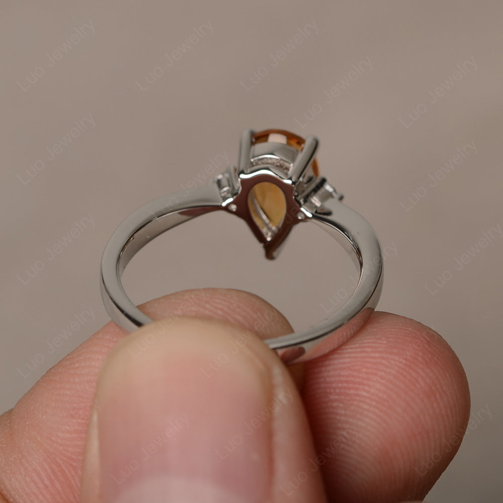 Simple Pear Shaped Citrine Wedding Ring - LUO Jewelry
