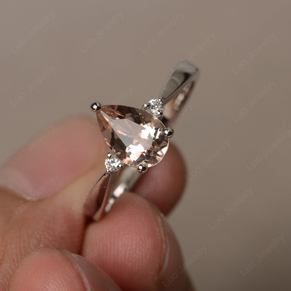 Simple Pear Shaped Morganite Wedding Ring - LUO Jewelry