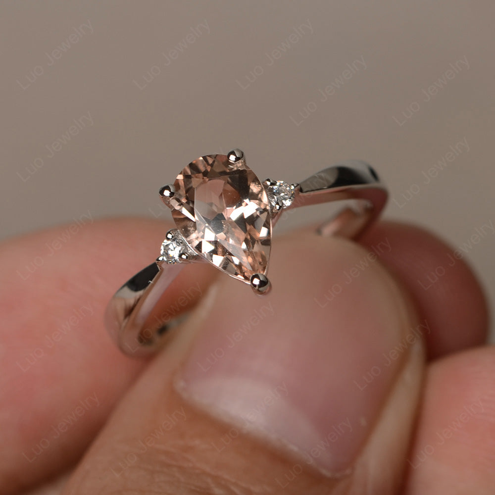 Simple Pear Shaped Morganite Wedding Ring - LUO Jewelry