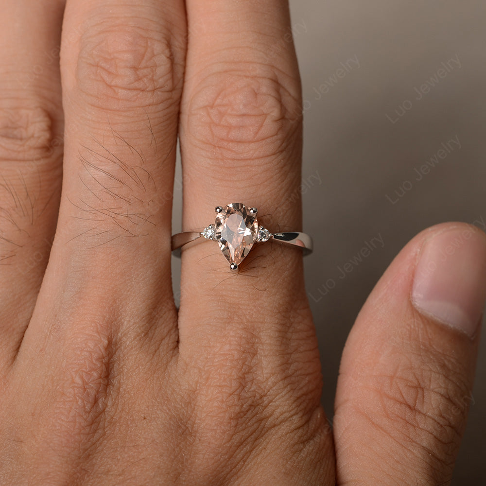 Simple Pear Shaped Morganite Wedding Ring - LUO Jewelry
