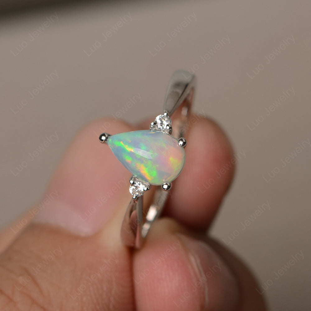 Simple Pear Shaped Opal Wedding Ring - LUO Jewelry