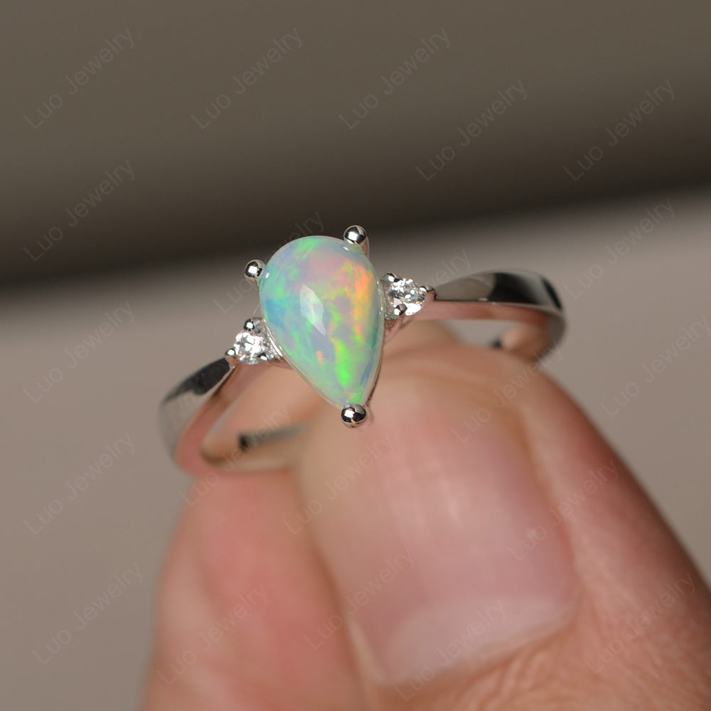 Simple Pear Shaped Opal Wedding Ring - LUO Jewelry