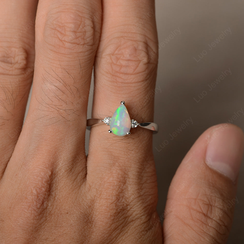 Simple Pear Shaped Opal Wedding Ring - LUO Jewelry