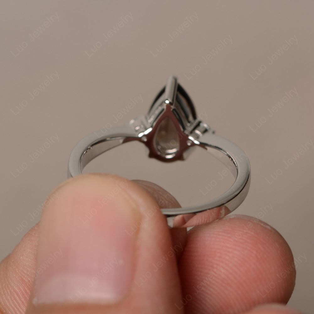 Simple Pear Shaped Smoky Quartz  Wedding Ring - LUO Jewelry