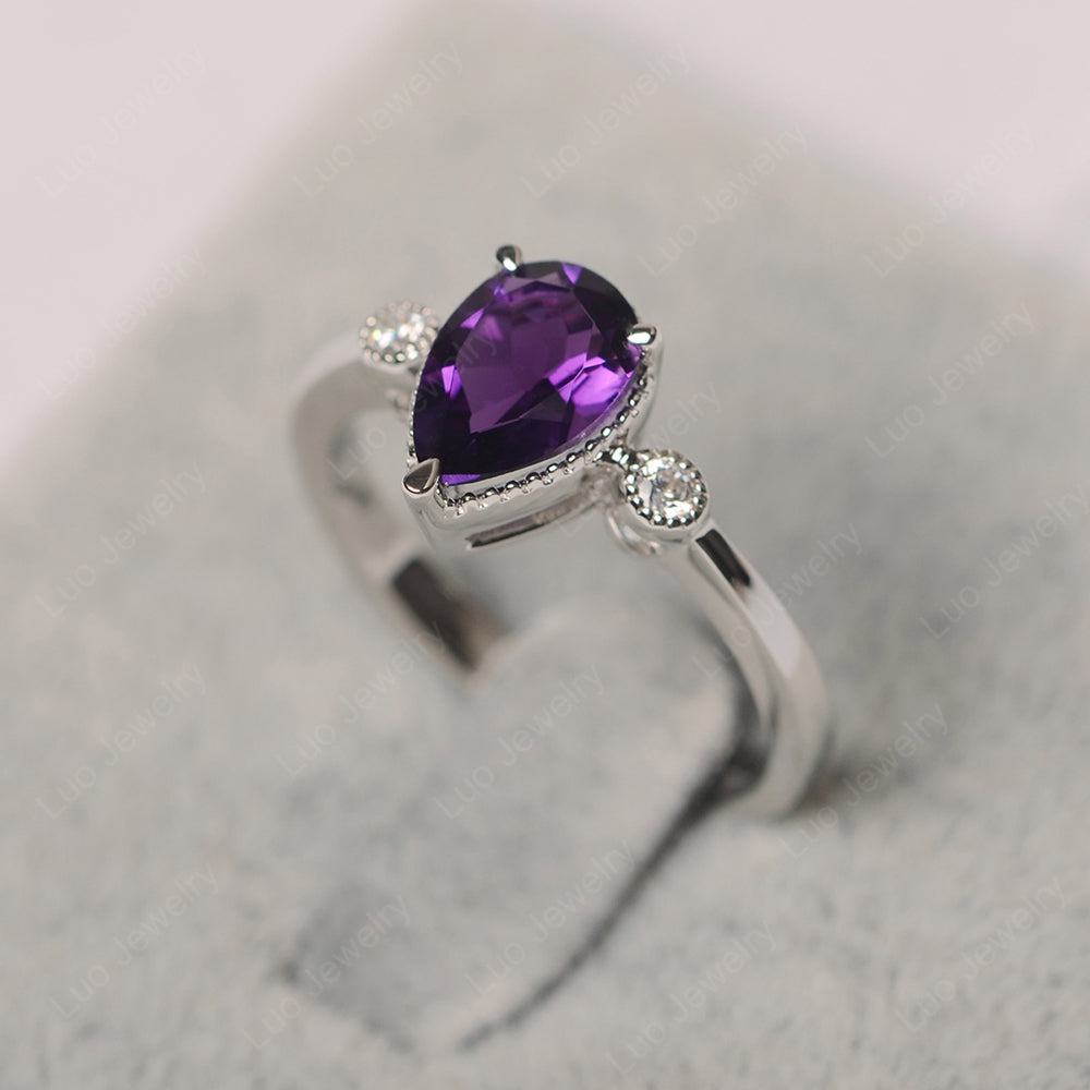 Vintage Pear Shaped Amethyst Ring - LUO Jewelry