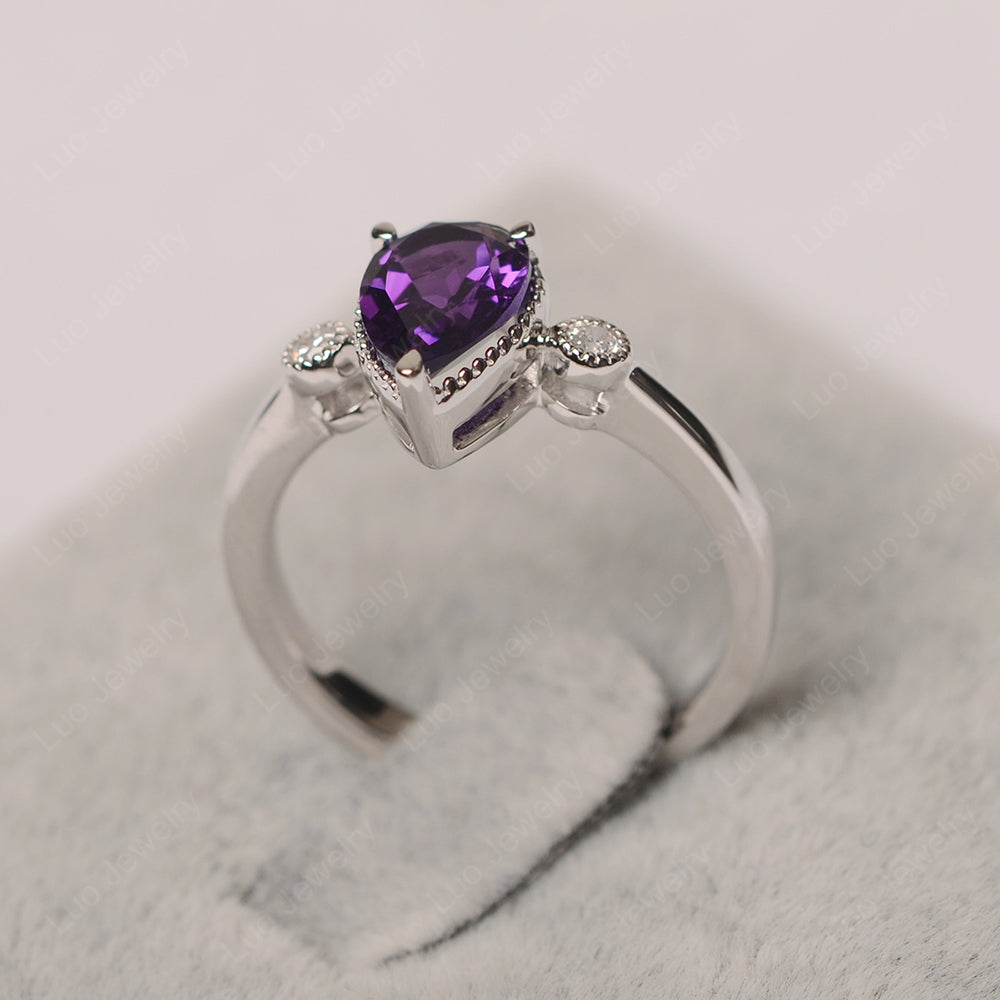 Vintage Pear Shaped Amethyst Ring - LUO Jewelry