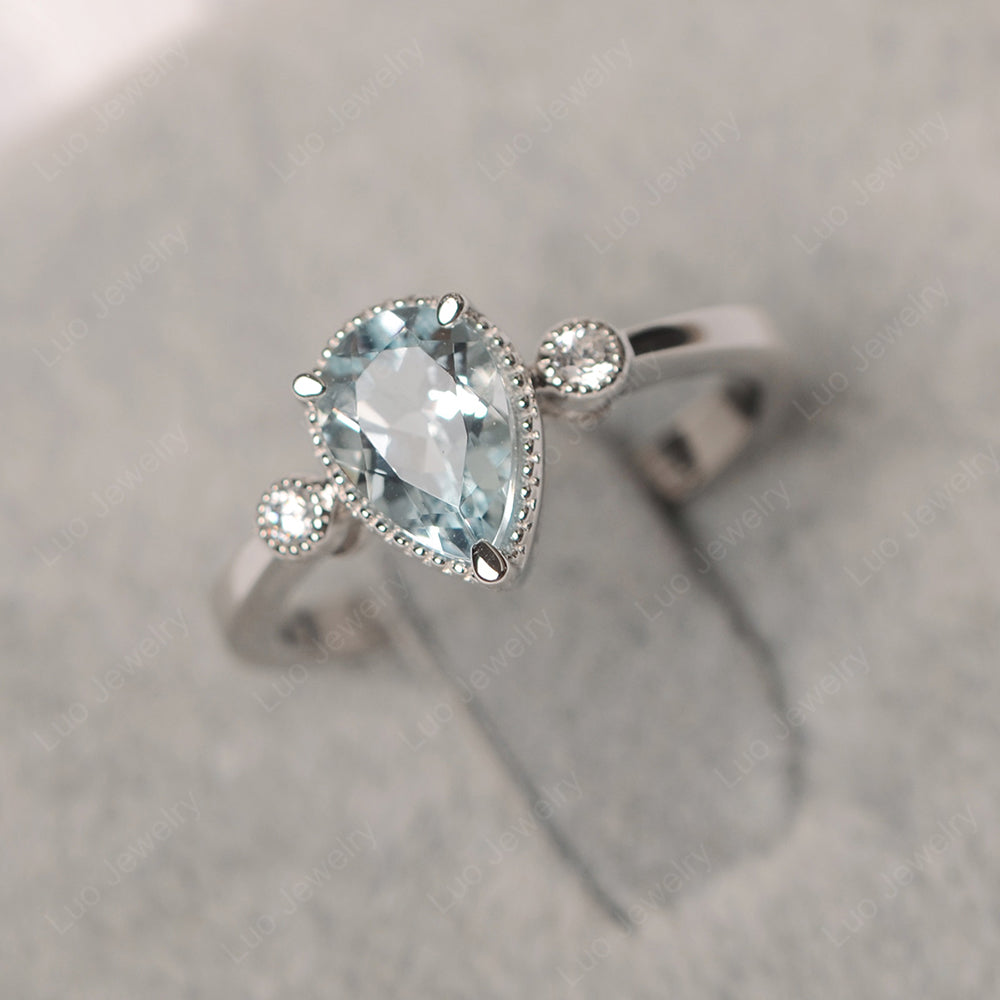 Vintage Pear Shaped Aquamarine Ring - LUO Jewelry