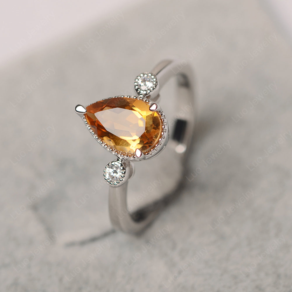 Vintage Pear Shaped Citrine Ring - LUO Jewelry