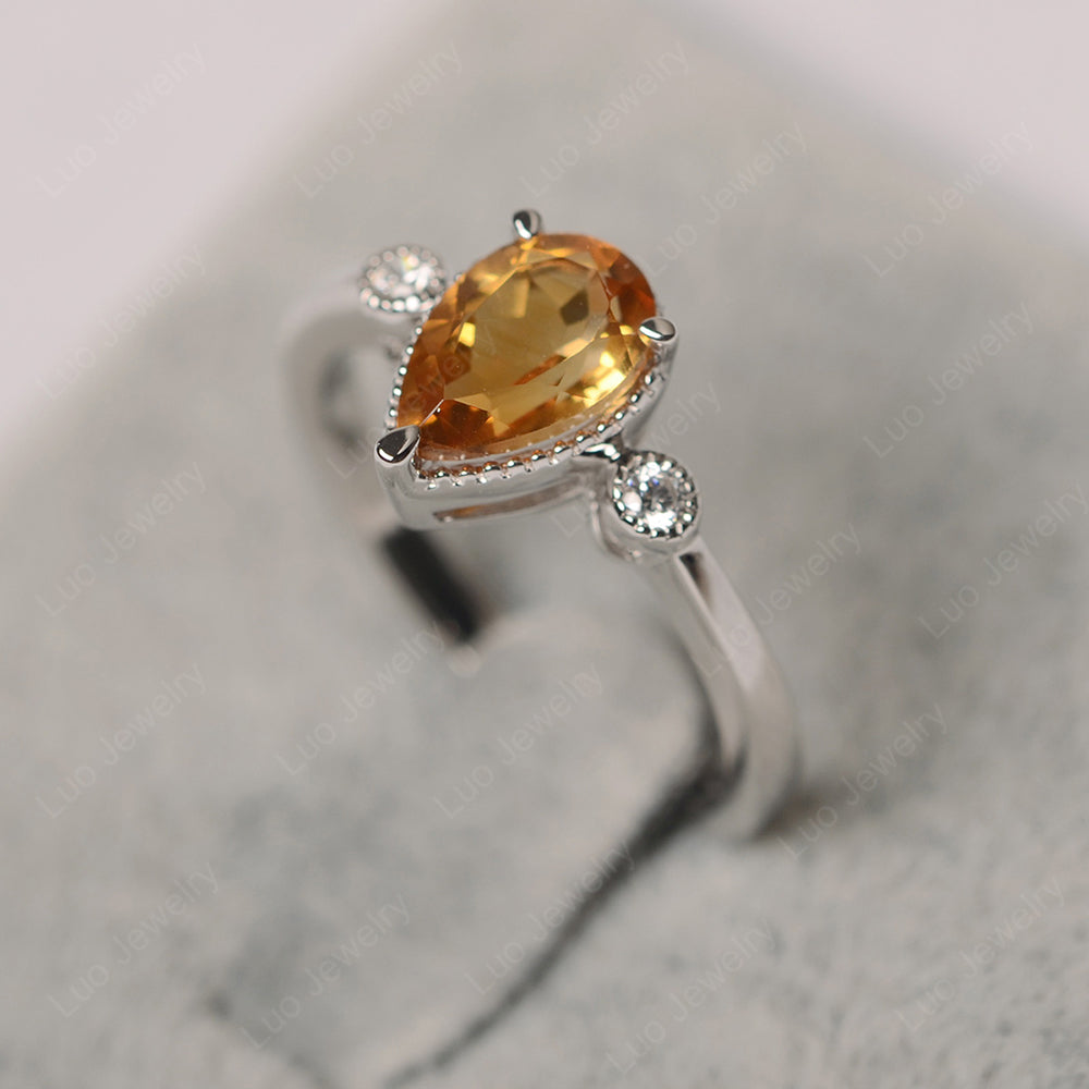 Vintage Pear Shaped Citrine Ring - LUO Jewelry