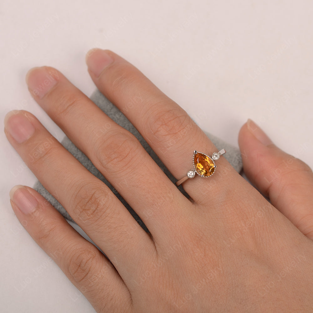 Vintage Pear Shaped Citrine Ring - LUO Jewelry