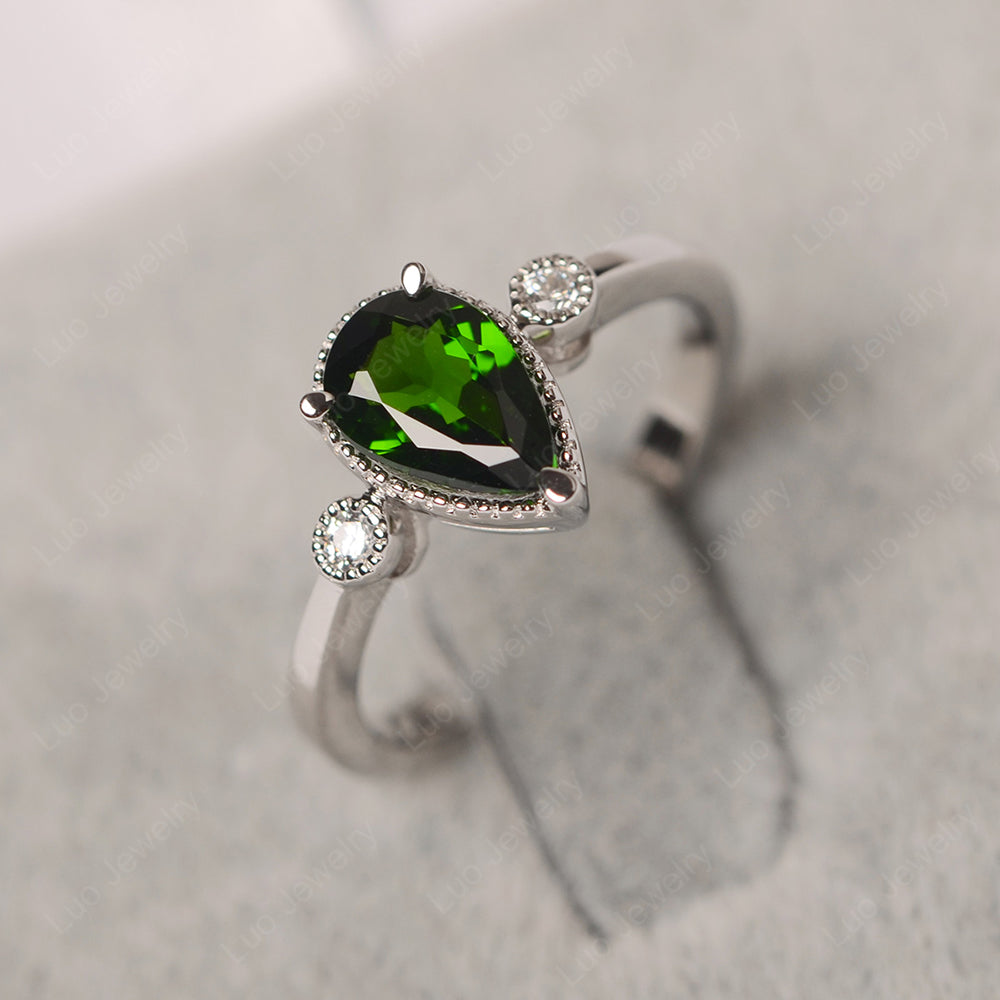 Vintage Pear Shaped Diopside Ring - LUO Jewelry