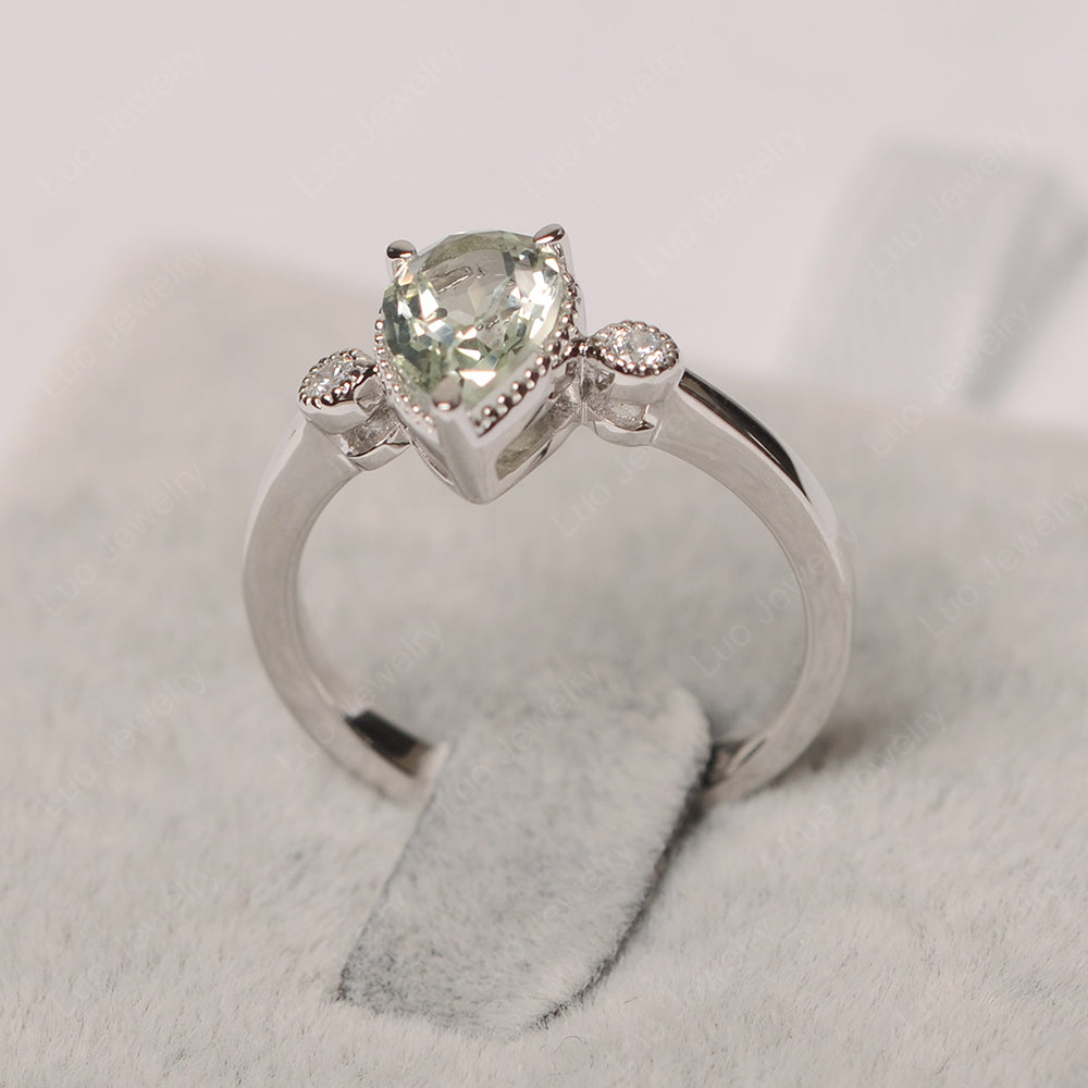 Vintage Pear Shaped Green Amethyst Ring - LUO Jewelry
