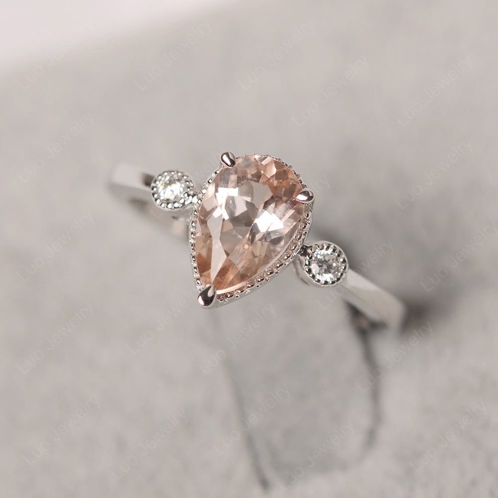 Vintage Pear Shaped Morganite Ring - LUO Jewelry