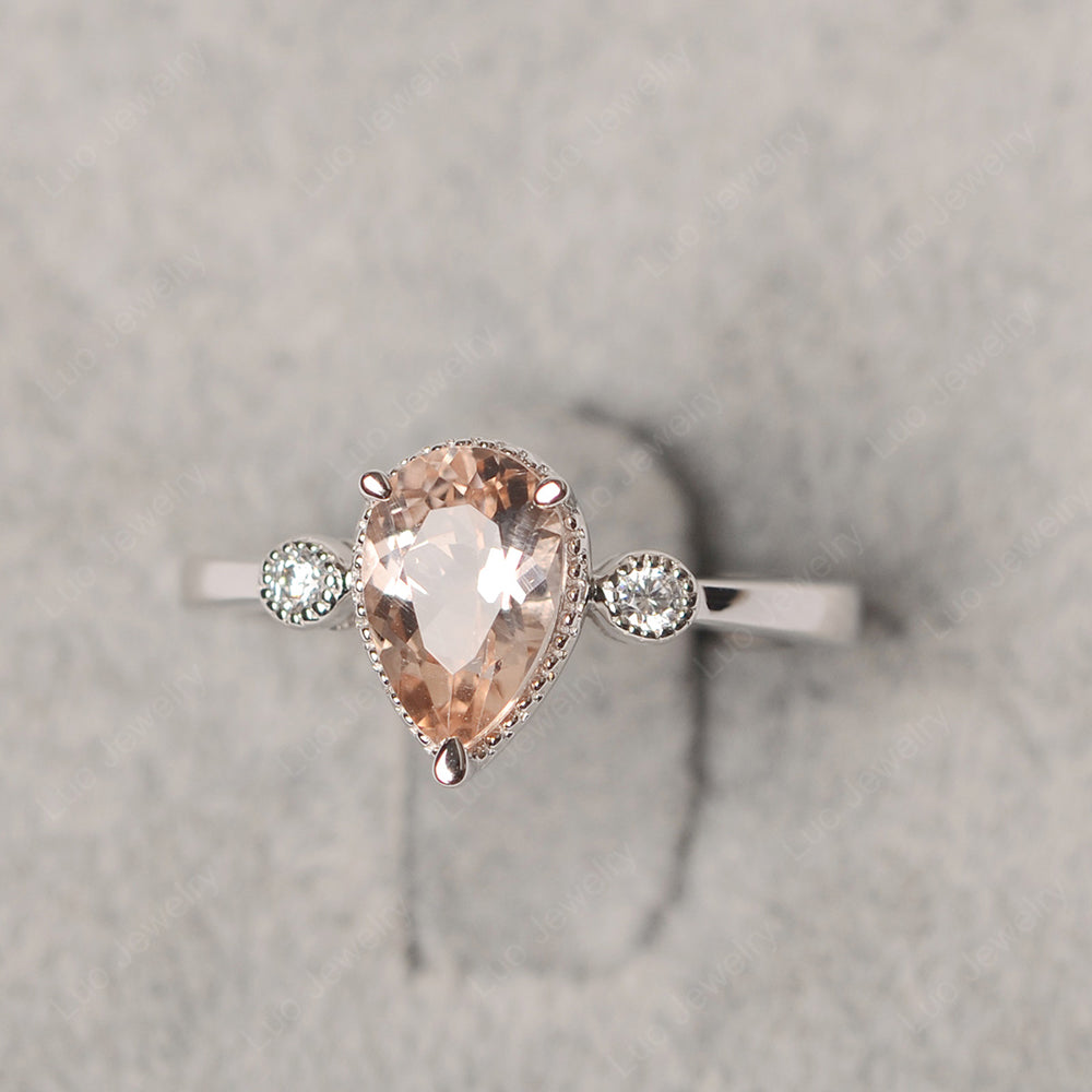 Vintage Pear Shaped Morganite Ring - LUO Jewelry