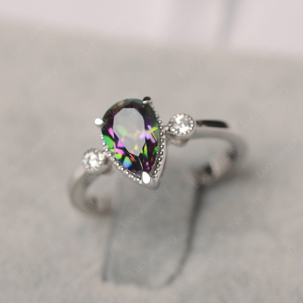 Vintage Pear Shaped Mystic Topaz Ring - LUO Jewelry