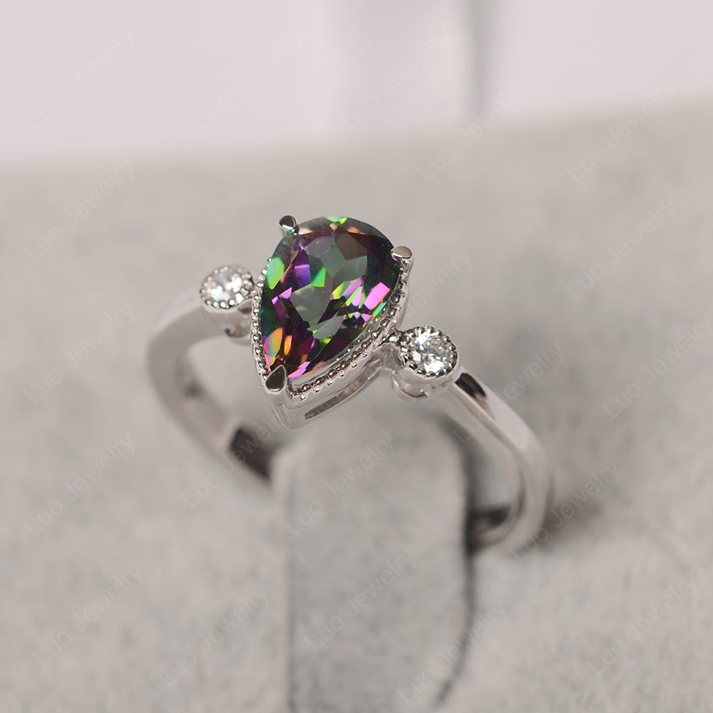 Vintage Pear Shaped Mystic Topaz Ring - LUO Jewelry