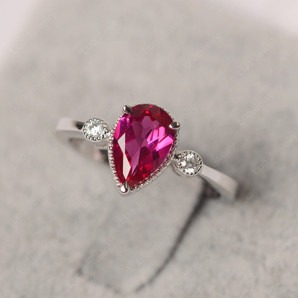 Vintage Pear Shaped Ruby Ring - LUO Jewelry
