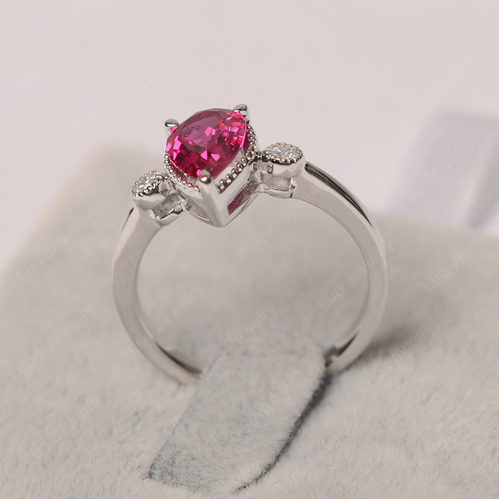 Vintage Pear Shaped Ruby Ring - LUO Jewelry