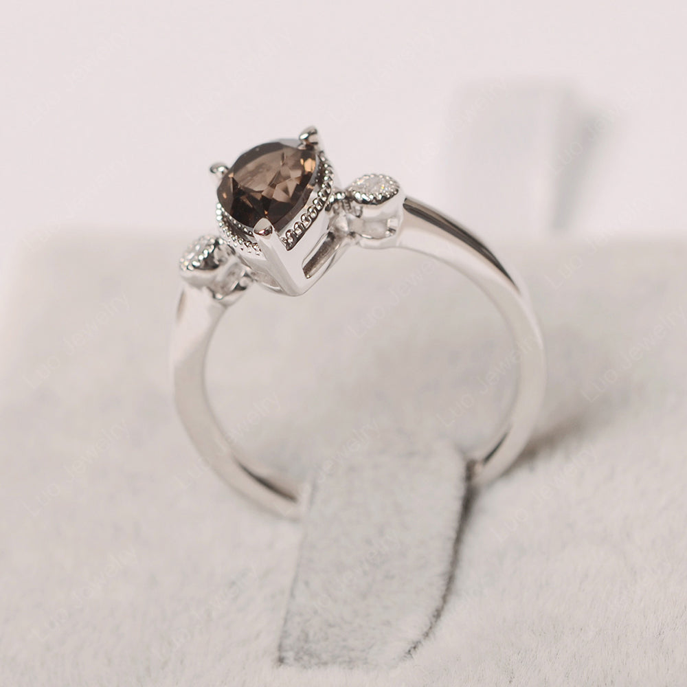 Vintage Pear Shaped Smoky Quartz  Ring - LUO Jewelry