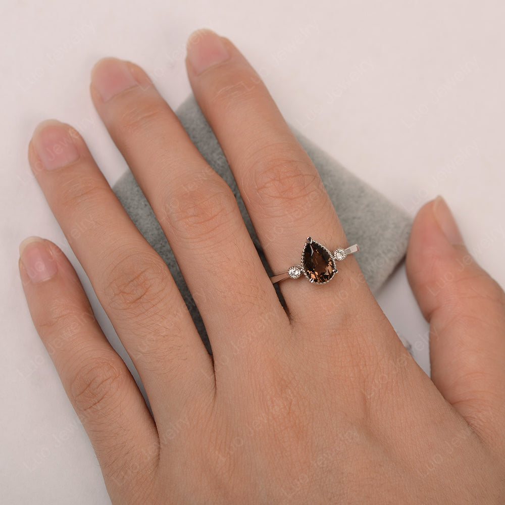 Vintage Pear Shaped Smoky Quartz  Ring - LUO Jewelry