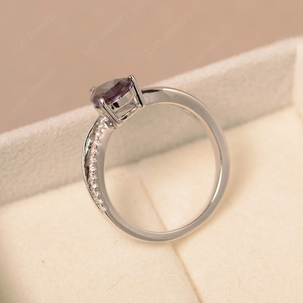 Pear Shaped Alexandrite Ring Split Shank - LUO Jewelry