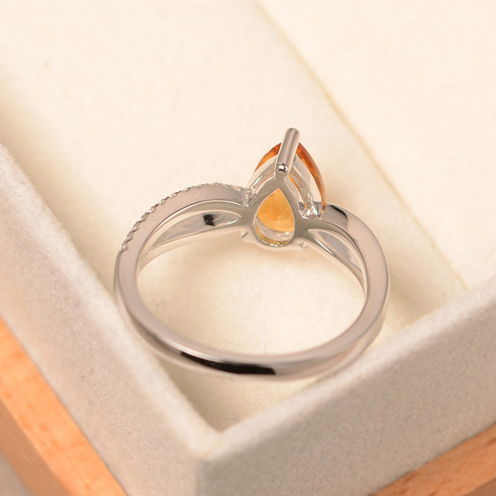 Pear Shaped Citrine Ring Split Shank - LUO Jewelry
