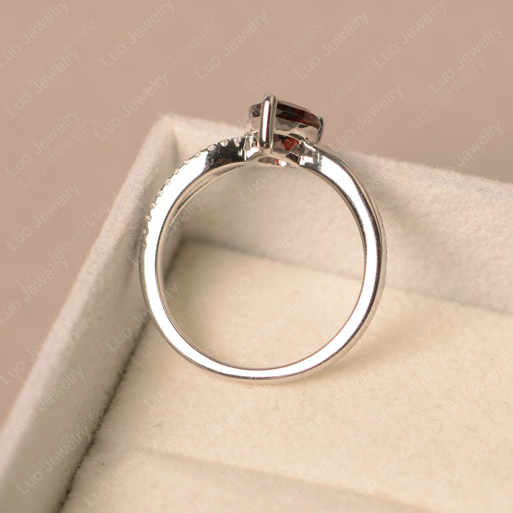 Pear Shaped Garnet Ring Split Shank - LUO Jewelry