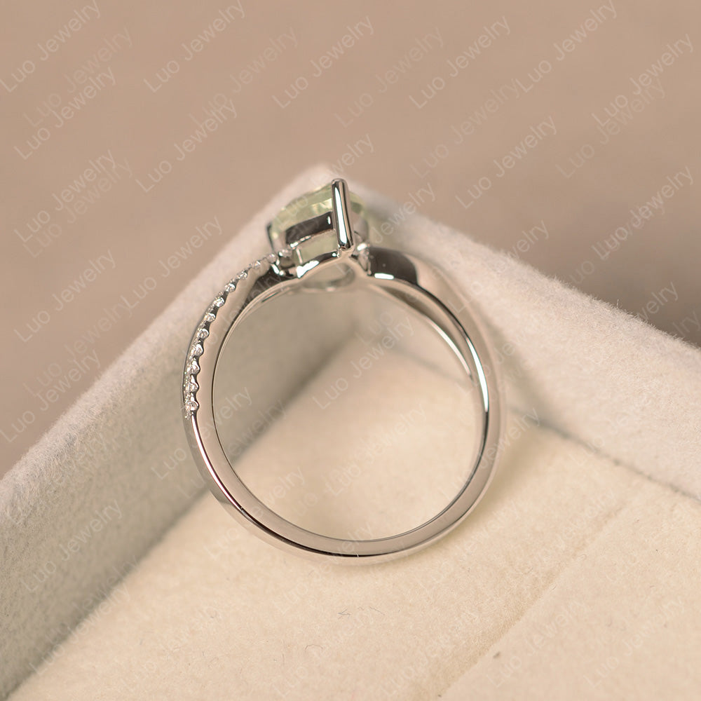 Pear Shaped Green Amethyst Ring Split Shank - LUO Jewelry