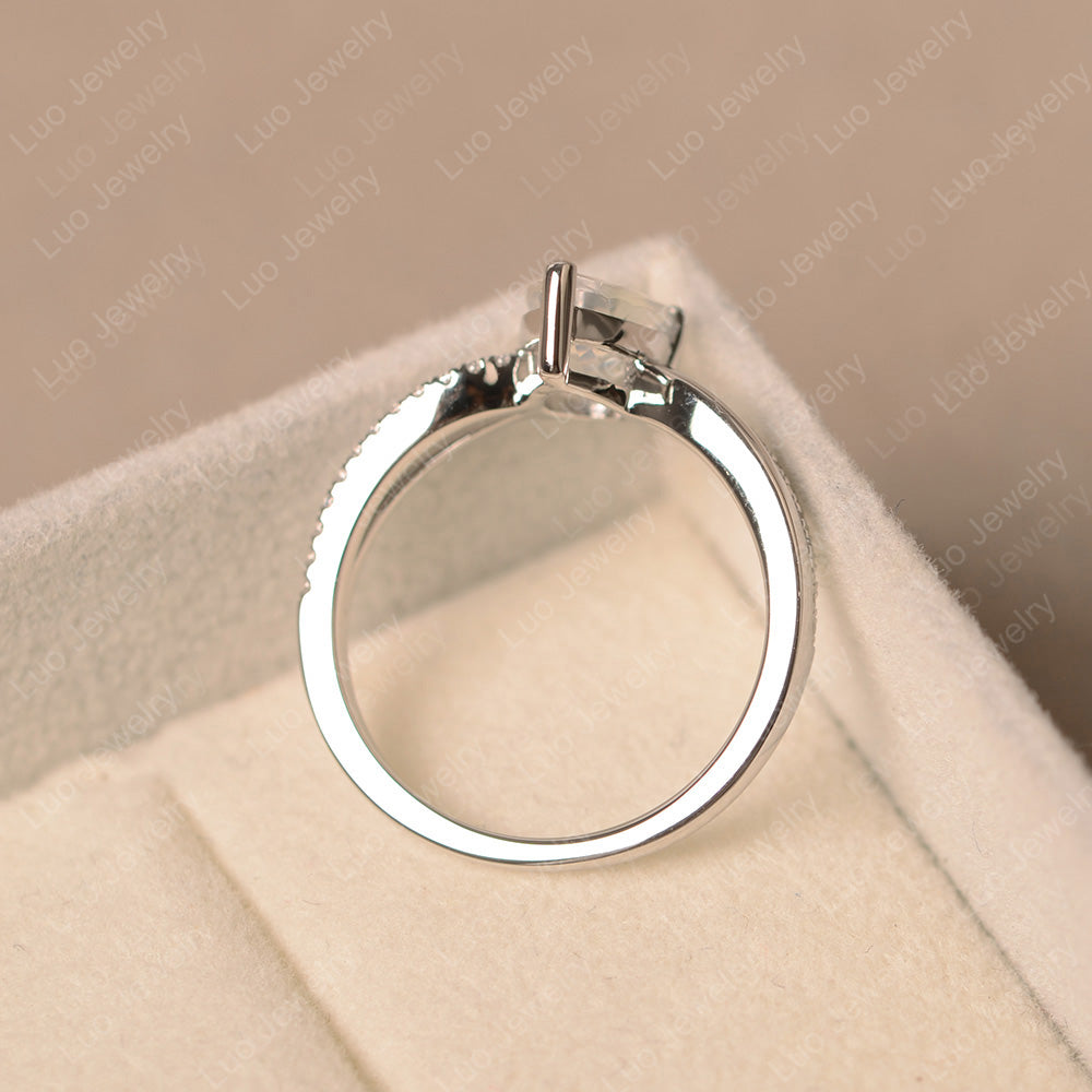 Pear Shaped Moonstone Ring Split Shank - LUO Jewelry