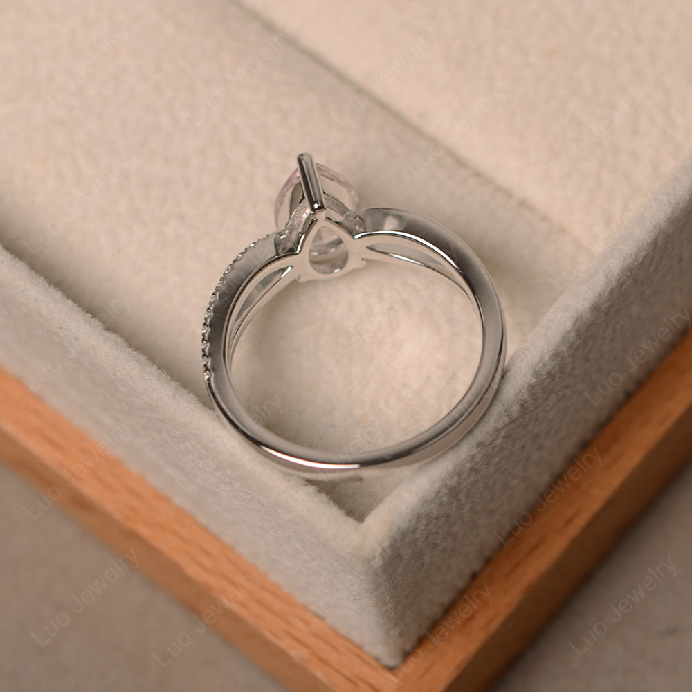 Pear Shaped Morganite Ring Split Shank - LUO Jewelry
